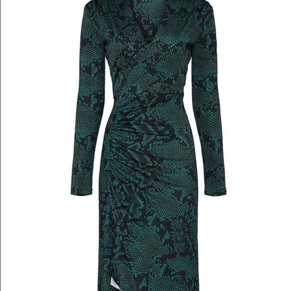 Atlein Green Snake Print Dress reg $875 - Picture 2 of 6
